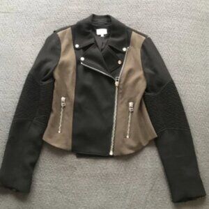NWOT Wilfred Aritzia Moto Jacket Black Olive Khaki Fabric Made in Japan 2